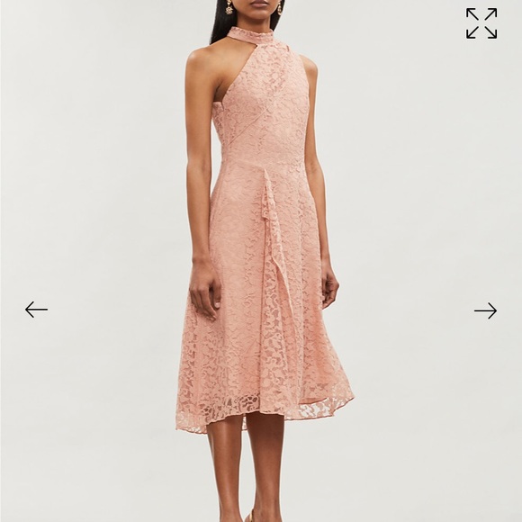 Reiss Dresses & Skirts - REISS ASYMMETRICAL LACE MIDI DRESS IN BLUSH SIZE 6